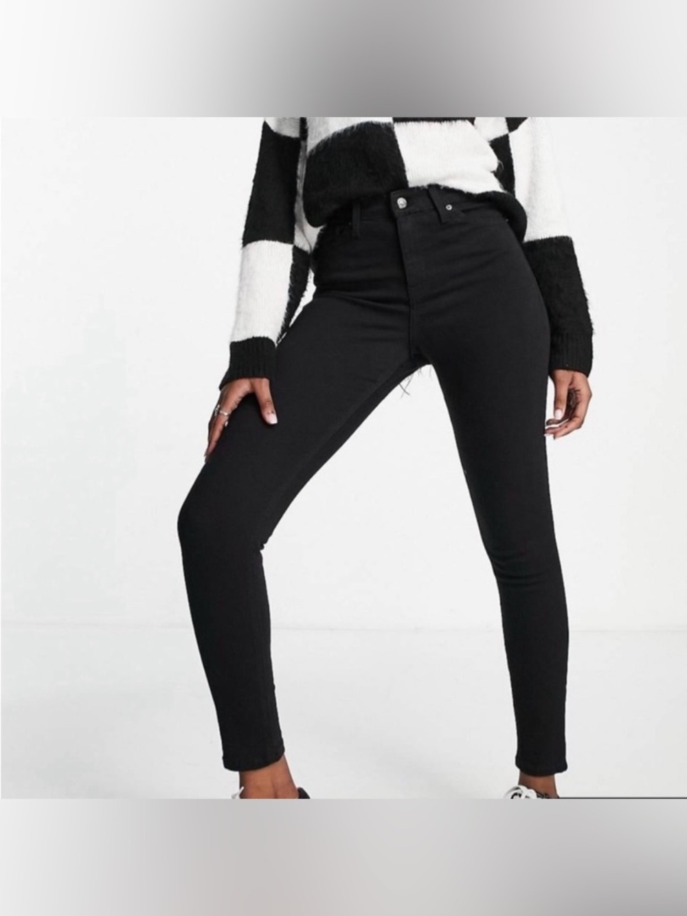 Topshop Leigh jeans in black Stretchy comfy Size 26 Asos
